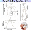 3Pcs 3 Styles Alloy with Plastic and  Polyester Pendant Decorations HJEW-BBC0001-07-2