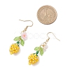 Flower 304 Stainless Steel Glass Seed Beads Dangle Earrings EJEW-MZ00470-03-4
