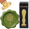 Brass Wax Seal Stamp with Wood Handle AJEW-WH0412-0277-1