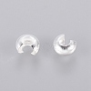 Silver Color Plated Brass Crimp End Beads Covers for Jewelry Making X-KK-H290-NFS-NF-2