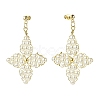 Glass Pearl Braided Star Stud Earrings EJEW-JE04982-02-3
