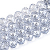Electroplate Transparent Glass Round Beads Strands EGLA-T029-8mm-12T-07-1