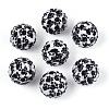 Cow Stripe Print Pattern Resin Rhinestone Round Beads OACR-N145-01-1