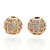 Rack Plating Brass Cubic Zirconia Beads ZIRC-S001-8mm-A-M-4