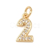 Brass Micro Pave Clear Cubic Zirconia Charms KK-G544-04G-02-1