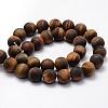 Frosted Natural Tiger Eye Beads Strands G-F364-18-12mm-2