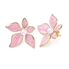 304 Stainless Steel Enamel & ABS Plastic Pearl Stud Earrings for Women SA-CBA2696-28G-01-4