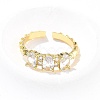 Oval Brass Micro Pave Cubic Zirconia Cuff Bangles & Rings Sets for Women SJEW-R002-06G-08-2
