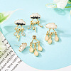 2 Pairs 2 Styles Cloud & Teardrop Alloy Enamel Stud Earrings for Women EJEW-TA0001-50-4
