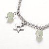 Moon & Star Stainless Steel Gemstone Charm Bracelets BJEW-JB01935-4