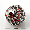 Brass Cubic Zirconia Beads ZIRC-D009-04P-2