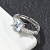 Brass & Clear Cubic Zirconia Finger Rings CU-CBA7E55-09P-2