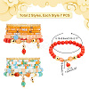 2 Sets 2 Style Natural Dyed Malaysia Jade & Agate & Synthetic Turquoise & Glass Seed Beaded Stretch Bracelets Set BJEW-PH0004-29-2