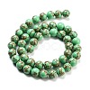 Synthetic Gold Line Turquoise Beads Strands G-H026-01E-03-2
