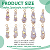 10Pcs 5 Styles Electroplated Natural Quartz Crystal Copper Wire Wrapped Pendants PALLOY-FG00005-2