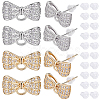 4 Pairs 2 Colors Rack Plating Brass Micro Pave Clear Cubic Zirconia Earring Findings KK-BC0015-27-1