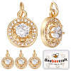 Beebeecraft 8Pcs Brass Micro Pave Clear Cubic Zirconia Charms KK-BBC0005-61-1