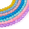 7 Strands 7 Colors Baking Paint Transparent Crackle Glass Bead Strands DGLA-TA0001-02-2