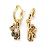 Cubic Zirconia Bear Dangle Hoop Earrings EJEW-F288-10A-G-2