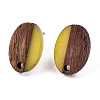 Resin & Walnut Wood Stud Earring Findings MAK-N032-004A-A03-2