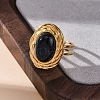 Oval Synthetic Blue Goldstone Finger Rings RJEW-M063-01G-15-5
