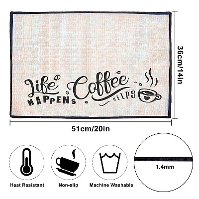 Coffee Theme Cotton and Linen Cup Mats AJEW-WH0201-019-1