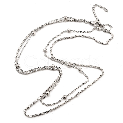 Brass Double Layer Necklaces NJEW-D302-54P-1