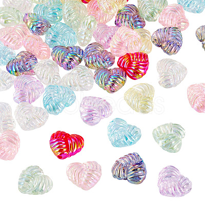 35Pcs UV Plating Iridescent Acrylic Beads OACR-TA0004-20-1