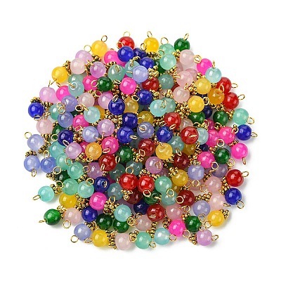 200Pcs Imitation Jade Round Glass Beads Charms FIND-HY0001-25-1