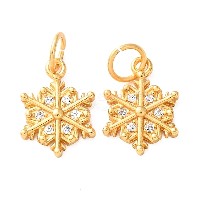 Brass Micro Pave Cubic Zirconia Charms KK-C157-21G-1