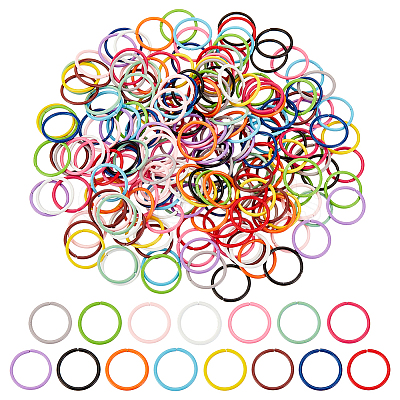 PandaHall Elite 225Pcs 15 Colors SPray Painted Zinc Alloy Jump Rings FIND-H0010-91B-1