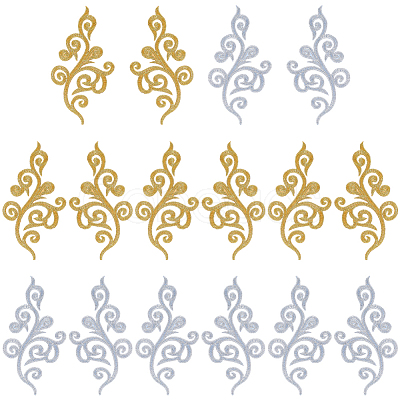 8 Pairs Ethnic Style Flower Pattern Computerized Embroidery Appliques PATC-GF0001-84C-1
