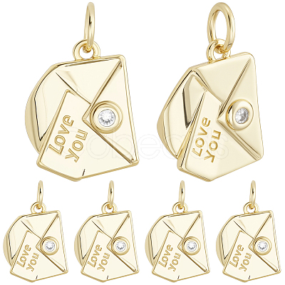 6Pcs Brass Micro Pave Clear Cubic Zirconia Charms KK-BBC0020-62-1