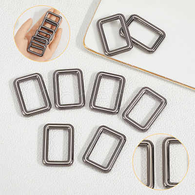 8Pcs Zinc Alloy Rectangle Buckle Ring PURS-SP0001-05B-1