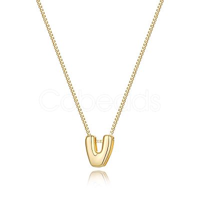 Brass Initial Pendant Box Chain Necklaces for Women FS-WG5C822-22-1
