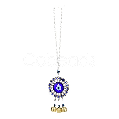 Evil Eye Alloy Lampwork Pendant Decorations HJEW-M005-02F-AS-1