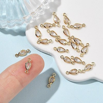 SHEGRACE Brass Pave Clear Cubic Zirconia Teardrop Connector Charms XGRQ2O545-449G-1