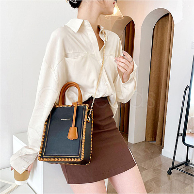DIY Rectangle PU Leather Knitting Crochet Bags GN-TAC0003-08C-1