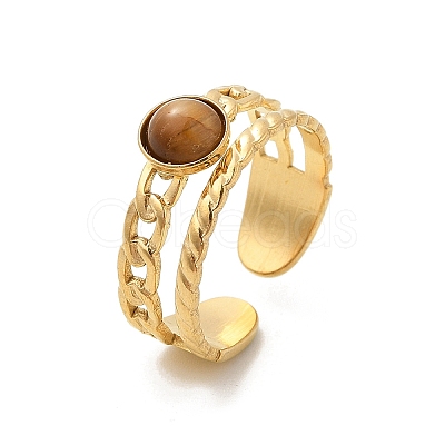 Natural Tiger Eye Finger Rings RJEW-K290-07G-1