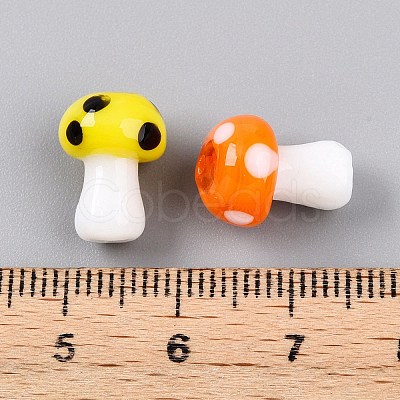 Mushroom Handmade Lampwork Beads Strands LAMP-R116-03A-1