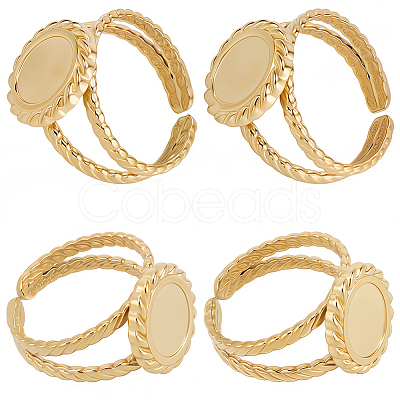 8Pcs 304 Stainless Steel Open Cuff Ring Settings RJEW-BBC0001-25-1