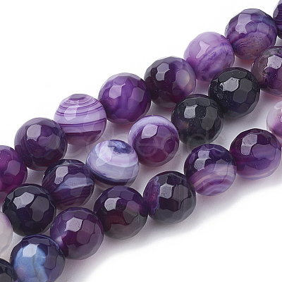 Natural Striped Agate/Banded Agate Beads Strands G-S281-51G-8mm-1
