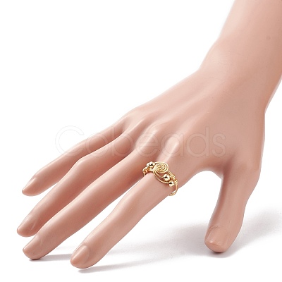 Brass Beaded Finger Ring RJEW-JR00516-1