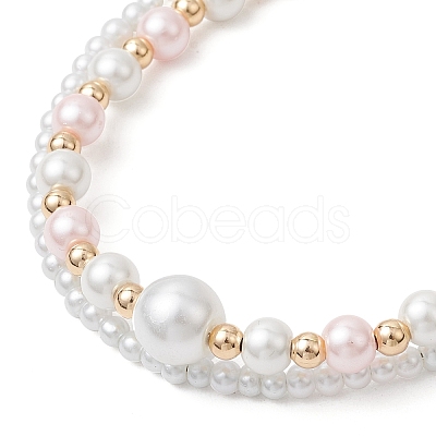 Glass Pearl Round Beaded Multi-strand Bracelets BJEW-JB11918-04-1