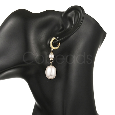 Oval Shell Pearl Drop Earrings EJEW-JE07361-01-1