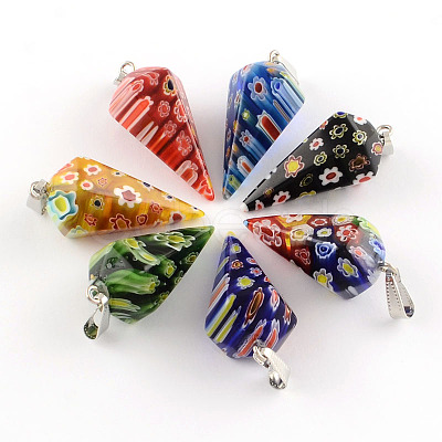 Cone Handmade Millefiori Glass Pendants LK-R010-M1-1