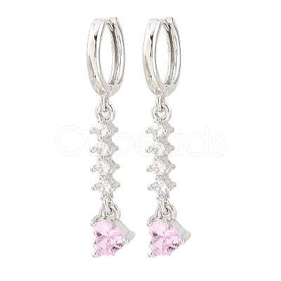 Brass Micro Pave Cubic Zirconia Hoop Dangle Earrings KK-CBA8324-07P-01-1