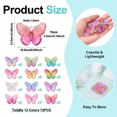 72Pcs 12 Colors UV Plating Transparent Acrylic Pendants OACR-TA0003-86-1