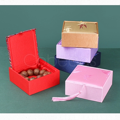Chinese Style Bamboo Leaf Brocade & Satin Box PW-WG65017-10-1