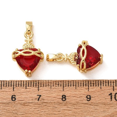 Brass Pave Red Cubic Zirconia Pendants CU-CBABEDB-01G-1